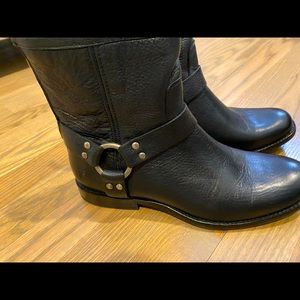 Frye black leather motorcycle boots